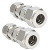 2Pcs Ferrule Compression Fitting Bulkhead Connector 2‑Touch Straight 304 Stainless