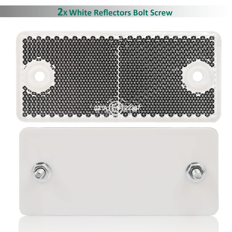 DARKGUARD Reflectors,Stick On Reflector White Rectangula Rear Reflectors Screw Fit