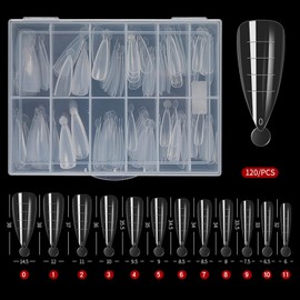 GZMAYUEN 120-Piece Dual Nail Forms Set, 12 Shapes Water Drop Shape Nail Extension Extension Nail Shape with Dual-Ended Nail Brush, Nail Tips Clip and Nail File for Polygel Extension