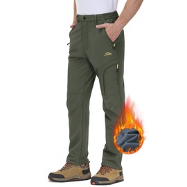 TACVASEN Fleece Lined Insulated Work Softshell Waterproof Windproof Ski Hiking Pants Snow Winter Outdoor Fishing