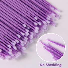 Asnfanl 400PCS Disposable Micro Swabs for Eyelash Extension, Micro Cotton Swabs, Micro Applicators Eyelash Swabs for Makeup Application (Purple)