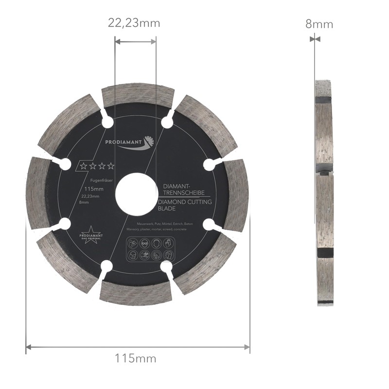 PRODIAMANT Joint Cutter Diameter 115 mm Width 8 mm Milling