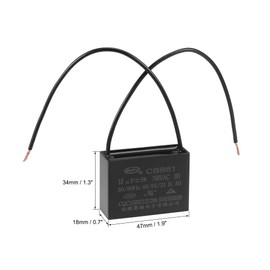 uxcell Ceiling Fan Capacitor CBB61 10uF 250V AC 2 Wires Metallized Polypropylene Film Capacitor 47x34x18mm for Electric Fan Pump Motor Generator