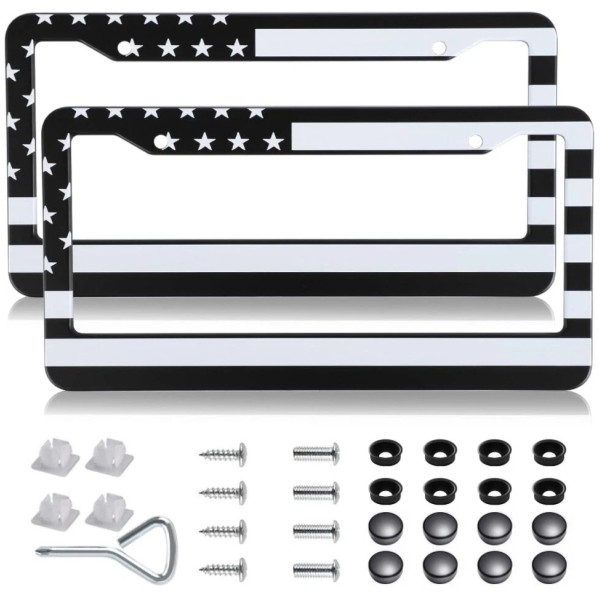 BDK 2x Metal Matte American USA Flag Cool License Plate