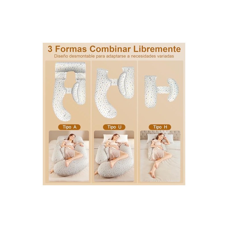 Almohadas de Embarazo para Dormir, Ergonómica, Blanquecino