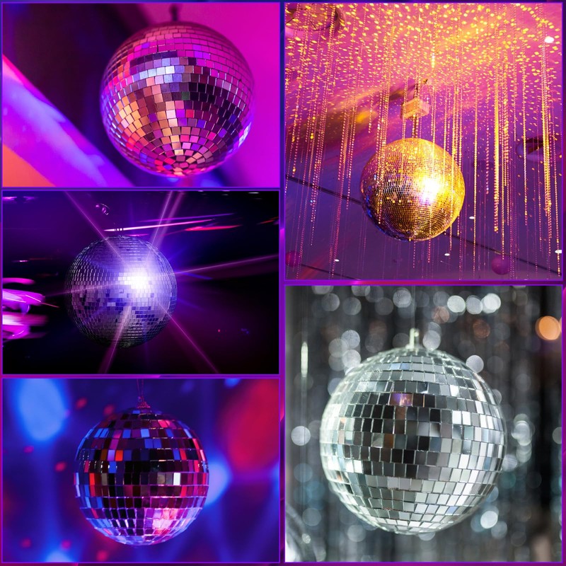 Disco Ball with Motor and Light, 5/8/10/15 RPM Variable Rotating