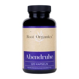 Abendruhe Schlafkapseln - 120 Kapseln (vegan), mit natürlichen Inhaltsstoffen für erholsamen Schlaf - Root Organics®