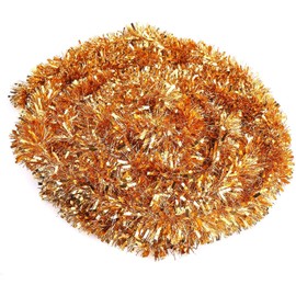 LOKIPA Christmas Tinsel Garlands, 10M Copper Xmas Metallic Chunky Tinsel Garland Decoration for Christmas Tree Decorations