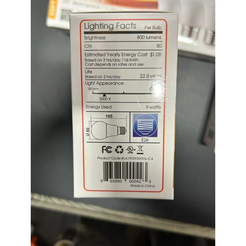 MegaLight LED A19 Light Bulb Lot 16 Pce 800 Lumens