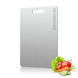 Titanium Cutting Board, Titanium Cutting Boards for Kitchen Double-Sided Stainless Steel Cutting Board Durable Non Toxic Food-Grade Chopping Board for Meat Vegetable Fruit(18"L x 12"W)
