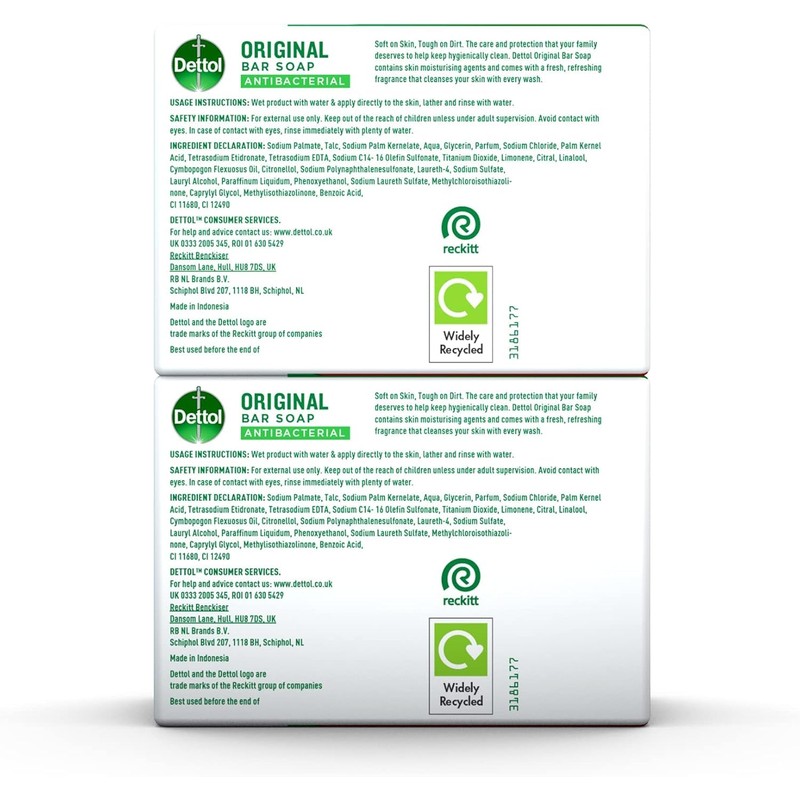 Dettol Anti-Bacterial Original Bar Soap, 2 Count (Total 4 Bars)