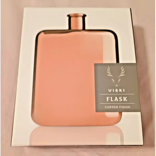 Viski Copper Flask, Stainless Steel Flask with Screw Top, Copper