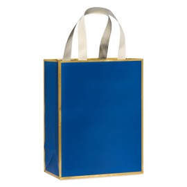 Papyrus 13" Large Gift Bag (Blue and Gold) for Christmas, Birthdays, Weddings, Anniversaries and All Occasions (1 Bag)