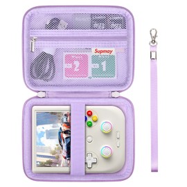 Supmay Hard Carrying Case for RG406V/ RG405V Handheld Game Console, Retro Game Protective Case with Zipper Mesh Pocket for SD Card, USB Charging Cable, User Manual, Purple