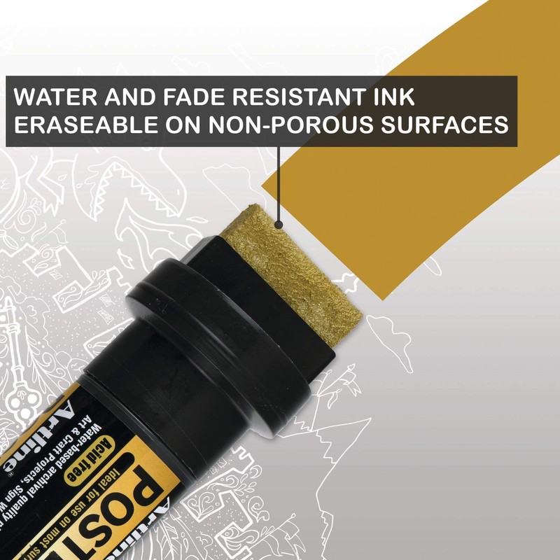 Artline Poster Markers, 30 mm Writing Width, Metallic Colors, 4