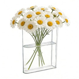1Pc Book-Shaped Flower Vase Acrylic Transparent Book Vase for Flowers 7.87 x 6 x 1.5ines Flower Vases for Bookshelf Home Bedroom Office Decor Books Lovers Gift (Clear-B)