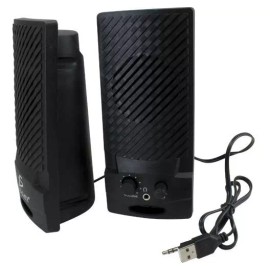 Ele-Gate Par Bocinas Escritorio PC entrada 3.5mm USB Ele-gate Bc.87 Negra 110v Controles Volumen