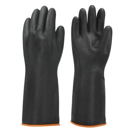 MECCANIXITY Chemical Resistant Gloves, Latex Industrial Gloves 45cm Long Sleeve Anti-Slip Protective Safety Work Glove for Cleaning Dish Washing Resist Acid Alkali, Black