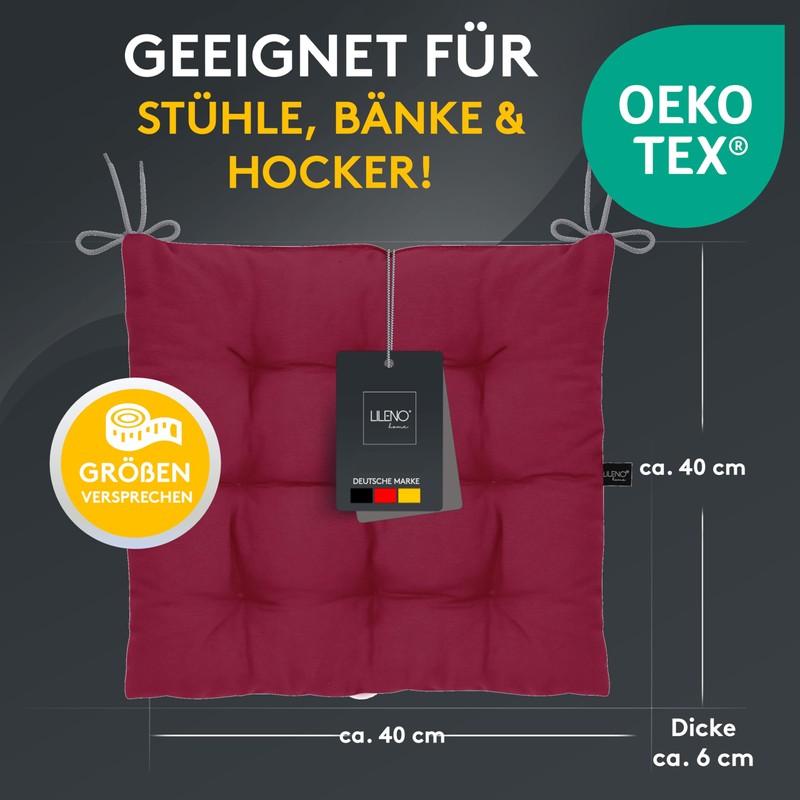 LILENO HOME Set of 4 Chair Cushions 29 Bordeaux (40