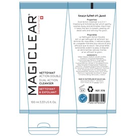 Luxury Face exfoliator Clean face wash Cleancer Dual action deep face wash - daily oil free face cleancer and facial scrub. Best Swiss brand Magiclear 100ml