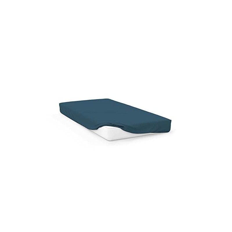 Soleil d'ocre, Fitted Sheet, Cotton 57 Threads, Duck Egg Blue,