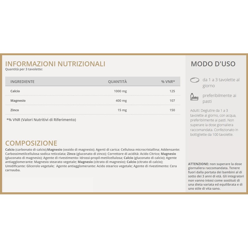 Solgar CAL MAG ZINCO, 100 tavolette – Calcio, Magnesio e