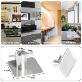 6 Piezas Ganchos de Baño Conjuntos,Ganchos de Baño,Ganchos para Pared 304 Acero Inoxidable,Ganchos Adhesivos Organización,Accesorios de Baño,Perfecto para La Cocina, El Baño o La Oficina(Plata)