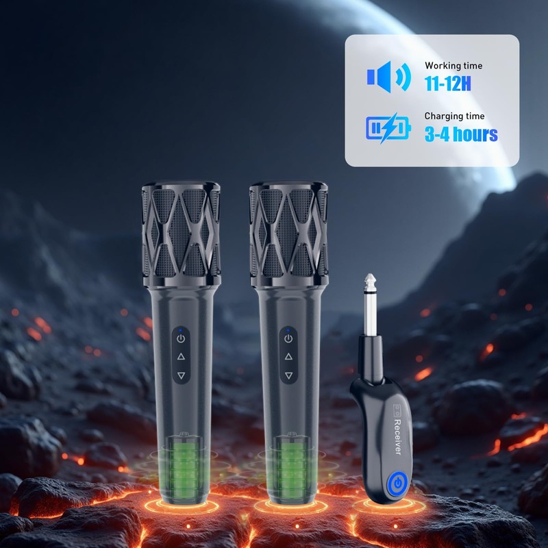 ZOWEETEK Wireless Microphones for Singing,Dual Handheld Dynamic Mic with Rechargeable