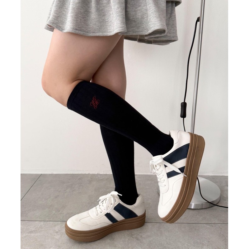 Wigo Hosomi-chan Women's Compression Socks, Antibacterial, Odor Resistant, School Logo,