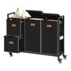 Hoctieon 4 Section Laundry Cart, 52.8 Gal. (200L) Laundry Hamper