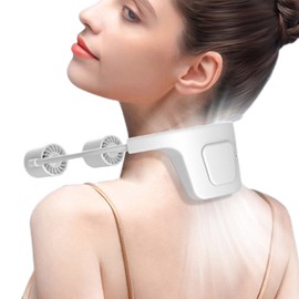 Portable Neck Fan Hands Free Bladeless Neck Fan with Front and Rear Air Outlets Rechargeable Wearable  Fan for Outdoor Office Travel