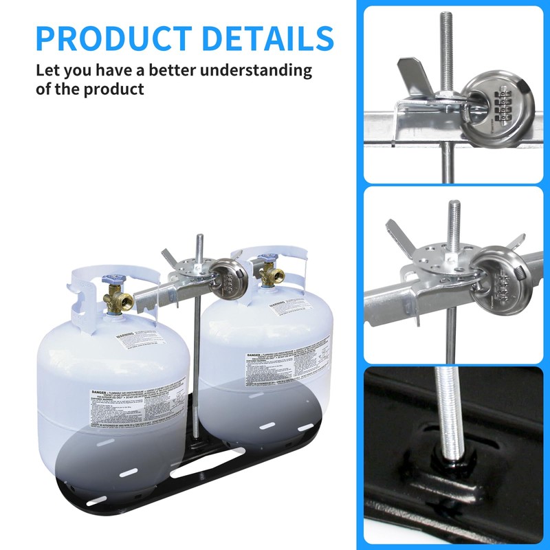 RV Dual Propane Tank Mounting Rack with Locking Device for