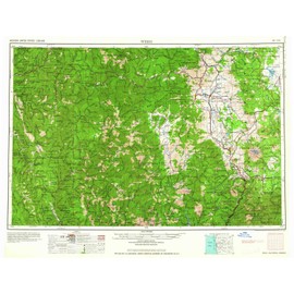 YellowMaps Weed CA topo map, 1:250000 Scale, 1 X 2 Degree, Historical, 1958, Updated 1963, 21.9 x 28.9 in - Tyvek