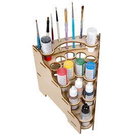 The Broken Token Modular Paint Rack w/ 26mm Holes - 45° Wedge - Multiple Organizer for Paint Bottles, Pots, and Brushes in Tiered Layout - Customize Your Pieces with Easy Organization & Access