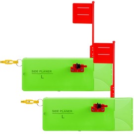 Rotatingpals 2 Pack Planer Boards for Fishing Trolling 8 x 3 Inches Off Shore Crappie Planer Boards Kits with Flag Fishing Accessory for Inshore Offshore Trolling Dragging(Left,Green)