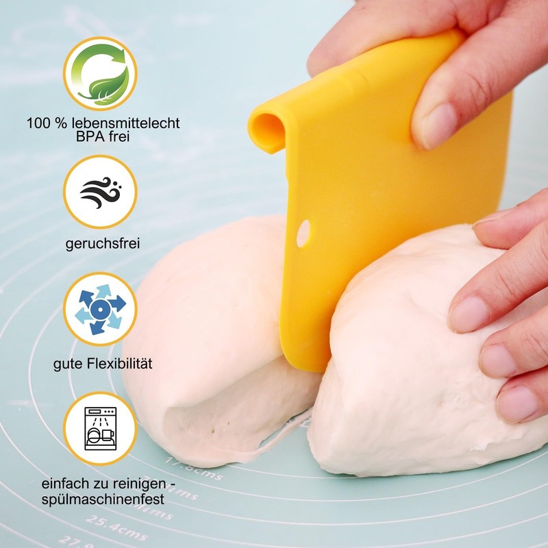 Optimal Dough Scraper in 2-Piece Practical Set, Dough Cutter Stainless