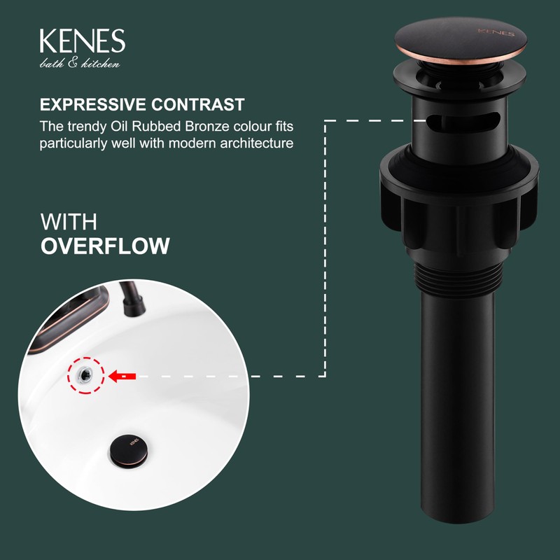 KENES Oil Rubbed Bronze Pop Up Bathroom Sink Drain with