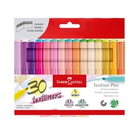 Faber-Castell Marcadores Textliner con 30 diferentes tonalidades de colores, con ellos el subrayar y organizar tus textos se convierte en una tarea eficiente, vibrante y profesional