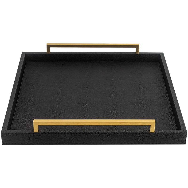 Extra Black Large Serving Tray with Handles for Ottoman,Versatile Shagreen