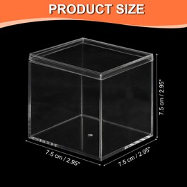 PATIKIL Acrylic Box with Lid 2.95" x 2.95" x 2.95", Clear Acrylic Display Box, Plastic Square Cube Container, Storage Organizer for Candy, Small Jewels, Artwork Display