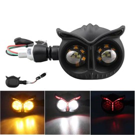 Mailaier 2PCS Motorcycle Universal Turn Signal Light, Owl Shaped Motorcycle Turn Signal light, Motorcycle Turn Signal Light, Cool Modified 12V Waterproof Motorcycle LED Turn Signal Lights