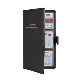 GNEGNI Leather Car Registration and Insurance Card Holder, Auto Truck Document Holder Vehicle Glove Box Paperwork Organizer Wallet with Magnetic Closure for License, Cards & Essential Documents