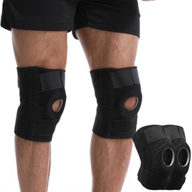 VASA NAMA 2PCS Rodillera Deportiva Ajustable, Protector de Rodillera con Almohadilla de Gel en la Rótula y Estabilizadores Laterales,Rodilleras de Soporte Para Gym, Bicicleta,Correr Hombres y Mujeres