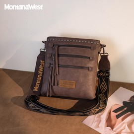 Montana West Crossbody Bags for Women Multi Pocket Cross Body Bag Purses with Guitar Strap Coffee MWC-184CF