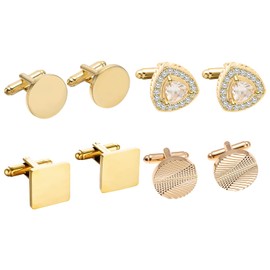 DKDDSSS 4 Pairs Cufflinks for Men, Cuff Links for Men, Men's Cufflinks Cuff Links for Men, Diamond Ornate Cufflinks, for Wedding Party Business Tuxedo Shirts