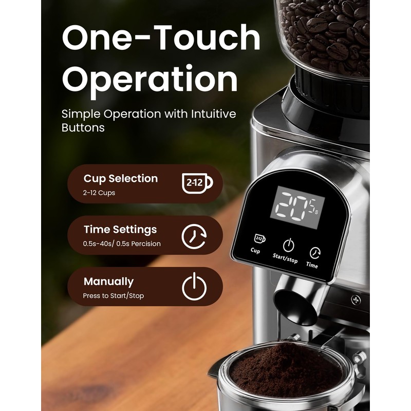 olayks. Conical Burr Coffee Grinder Electric Coffee Bean Grinder with