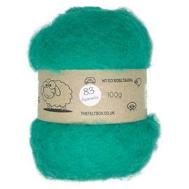 Carded Wool For Felting, Needle Felting Wool, Wool Batt, Craft Wool, Single Shade (Group C), 100 grams 3.5 Oz (Aquamarine (83))