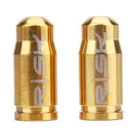 Bicycle Valve Cap, 2 Pieces Mountain Bike TC4 Titanium Alloy French Valve Caps Bicycle Tyre Inner Tube Valve Caps Replacement for Mountain Bike, Road Bike (Gold)