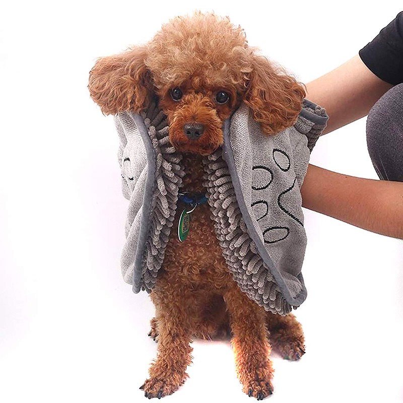 BundleMall Pet Bath Towel,Chenille Dog Microfibre Drying Towel, with Hand