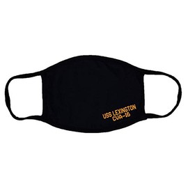 USS Lexington CVA-16 Adult Black Face Mask 100% Cotton/Washable Reusable/Essex Class Aircraft Carrier
